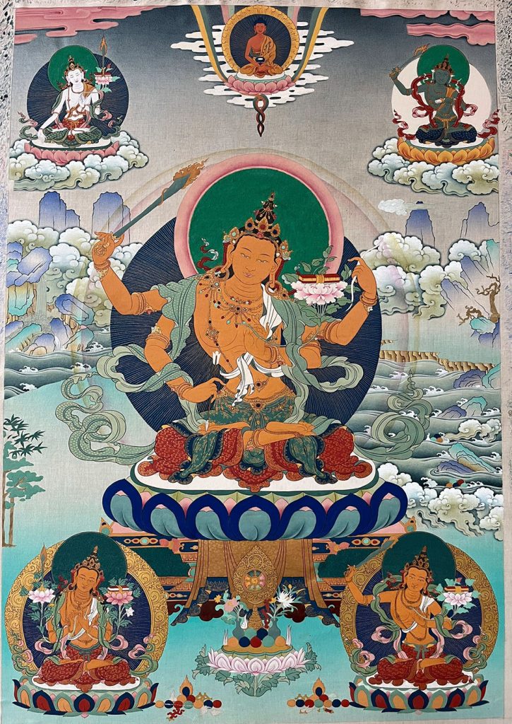 编号188-315864：嘎玛嘎赤-四臂文殊菩萨·五部文殊（100*70CM左右）