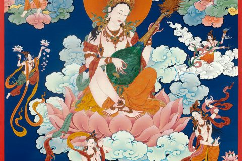 编号188-329021：彩绘唐卡-妙音天女（80*60CM左右）