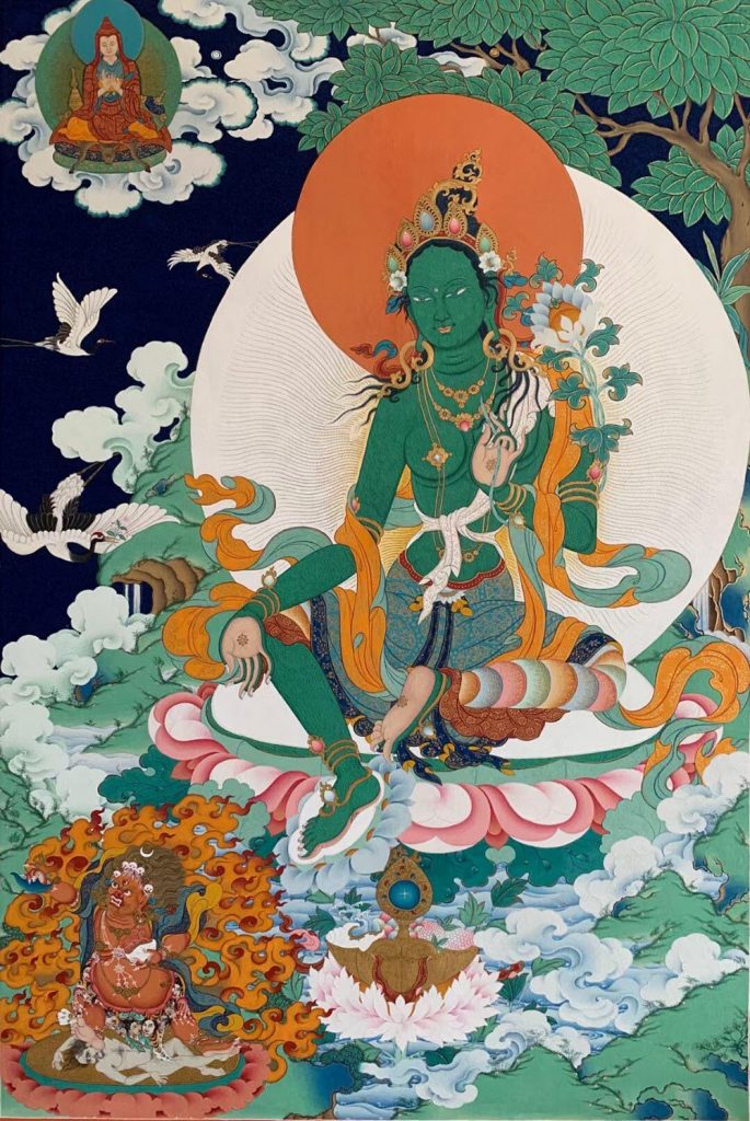 编号188-341975：彩绘唐卡-绿度母（50*40CM左右）