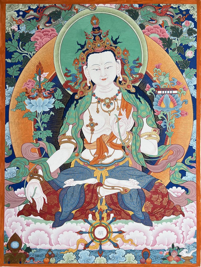 编号188-360445：彩绘唐卡-白文殊菩萨（40*30CM左右）