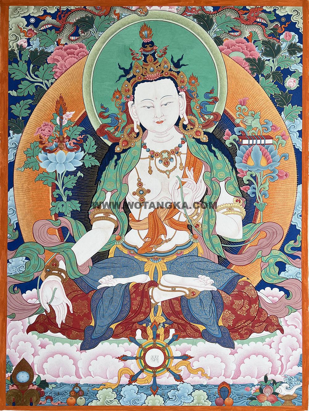 编号188-360445:彩绘唐卡-白文殊菩萨(40*30CM左右)