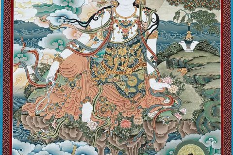 编号188-360607：彩绘唐卡-水月观音（70*50CM左右）