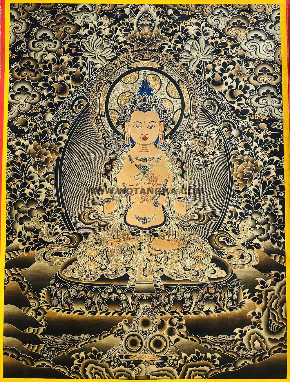 编号188-363516:黑金唐卡-大势至菩萨(70*50CM左右)