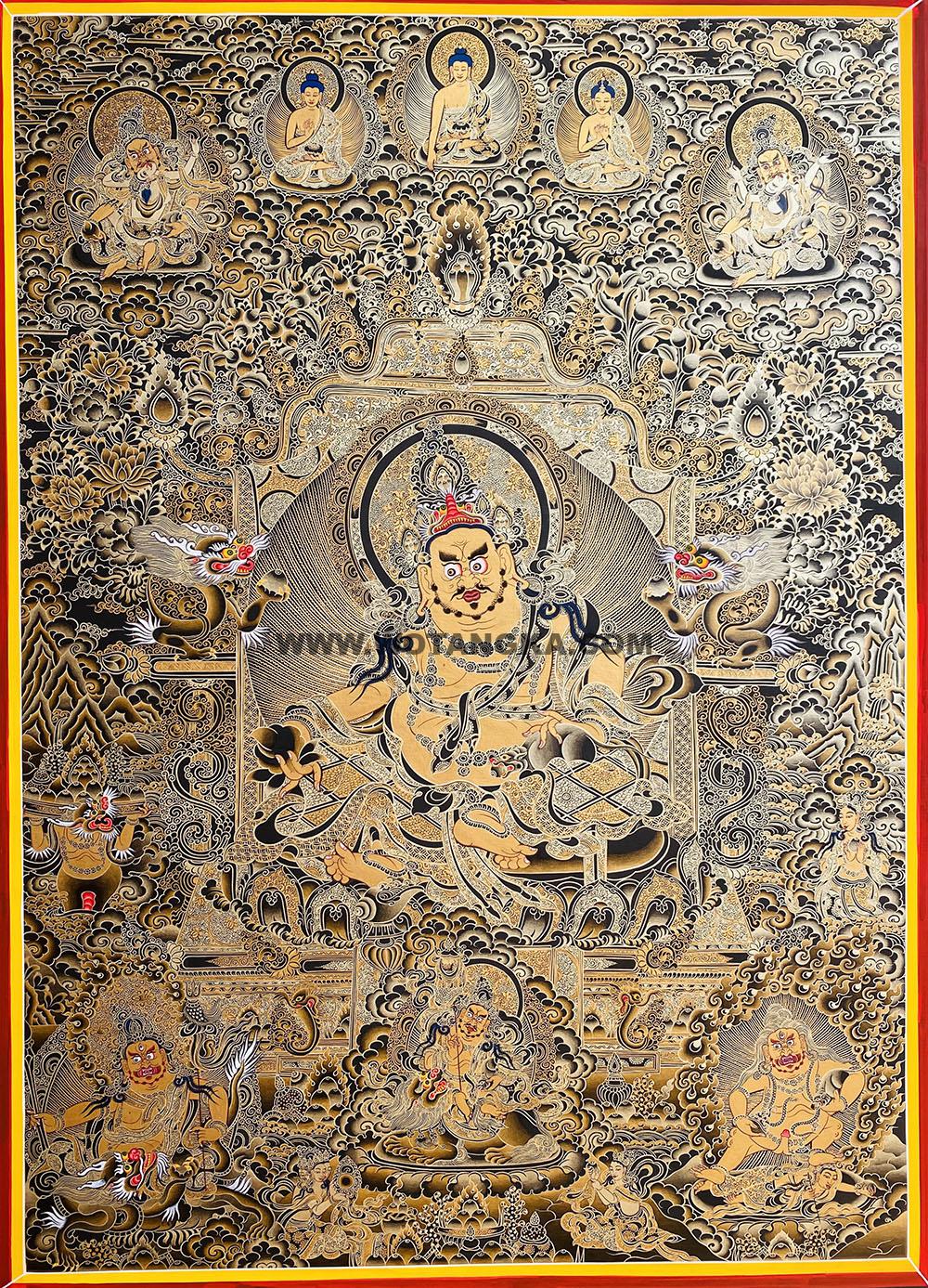 编号188-365294:黑金唐卡-黄财神·五方财神(100*70CM左右)