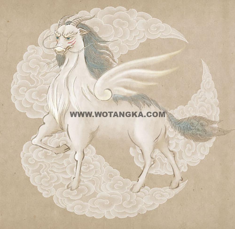 沃唐卡编号AC21275：白泽