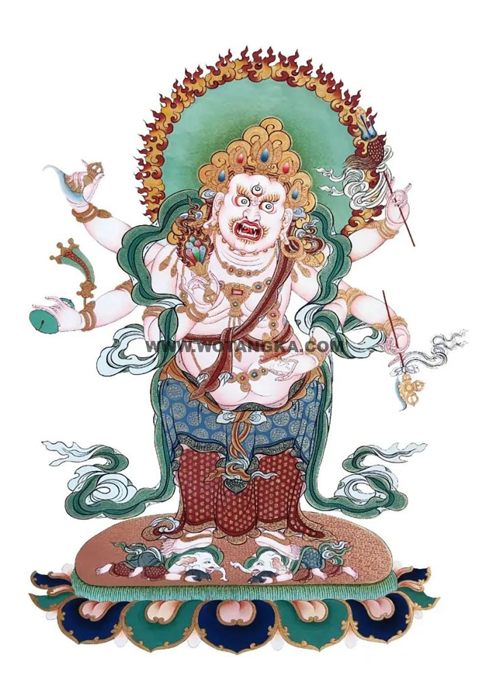 沃唐卡编号AC33758：白六臂大黑天