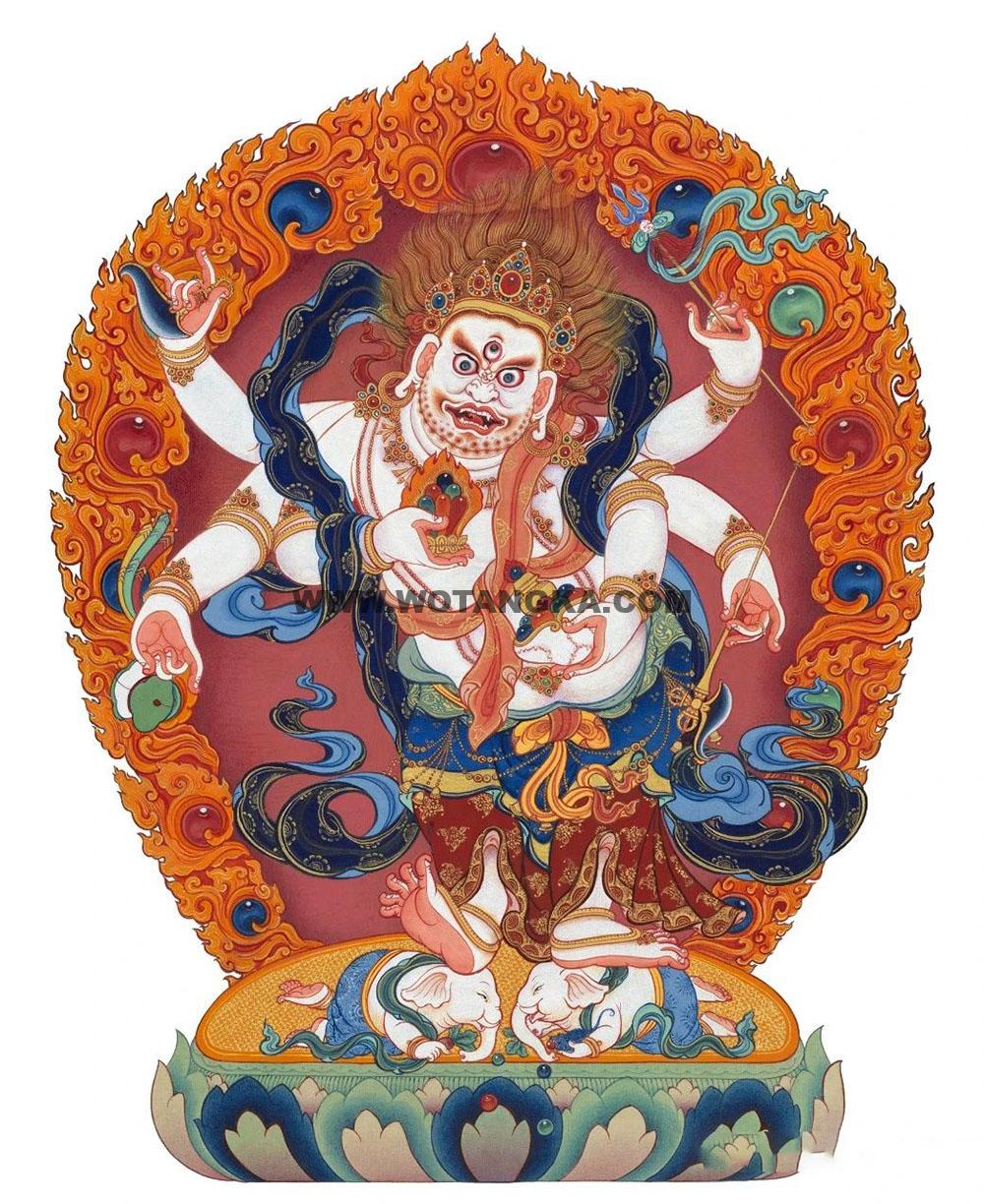 沃唐卡编号AC34061：白六臂玛哈嘎拉