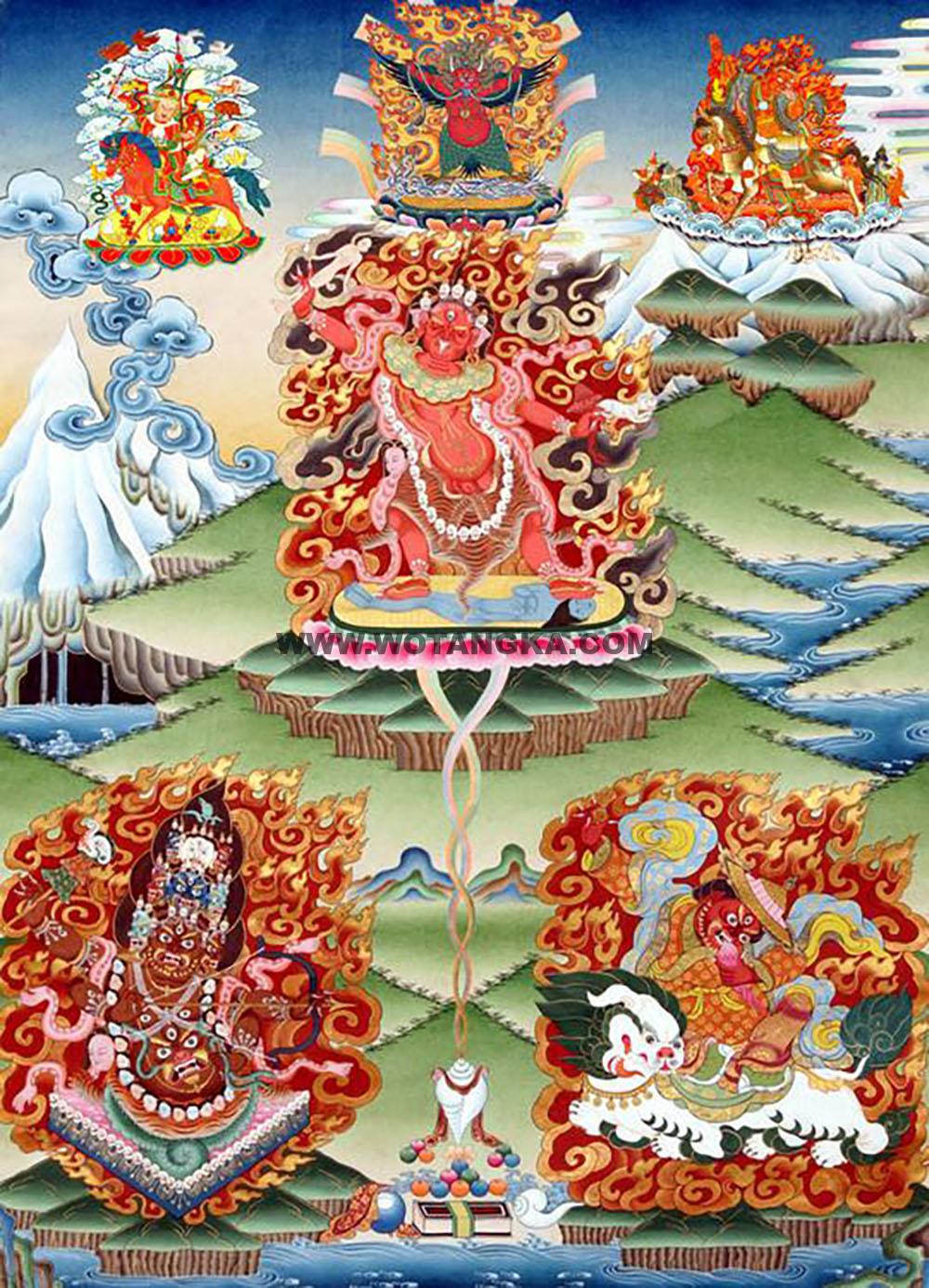 沃唐卡编号AC37199：宁玛派五护法