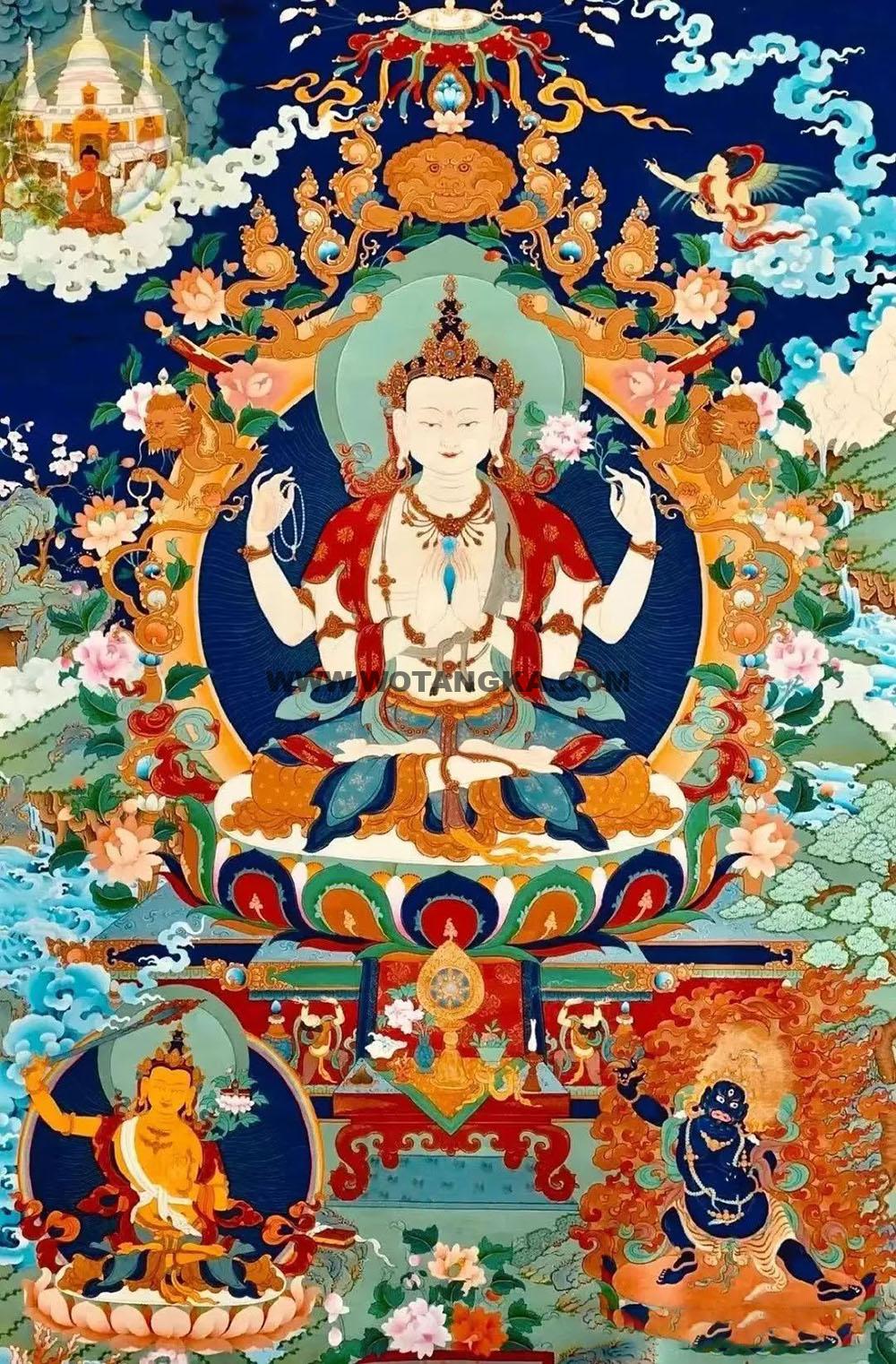 沃唐卡编号AC38387：四臂观音