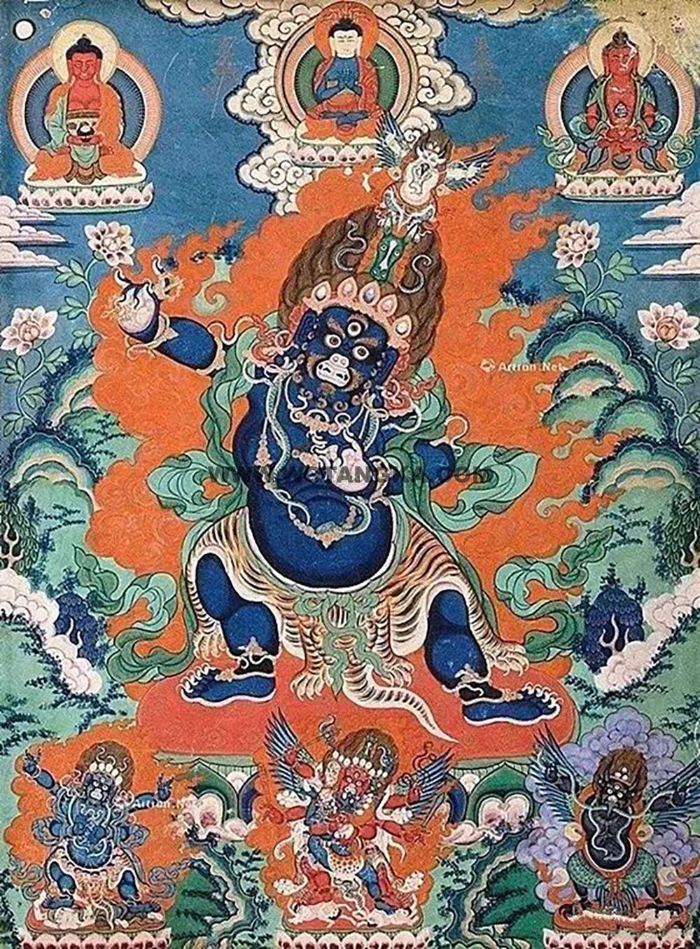 沃唐卡编号AC46563：金刚手菩萨三合一尊