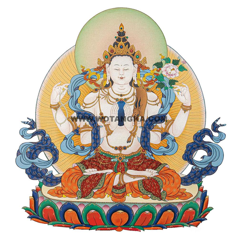 沃唐卡编号AC47631：四臂观音