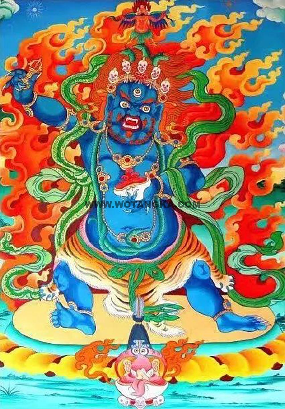 沃唐卡编号AC49914：金刚手菩萨三合一尊