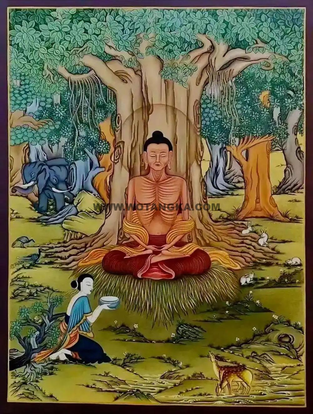 沃唐卡编号AC82229：佛陀菩提树证道图