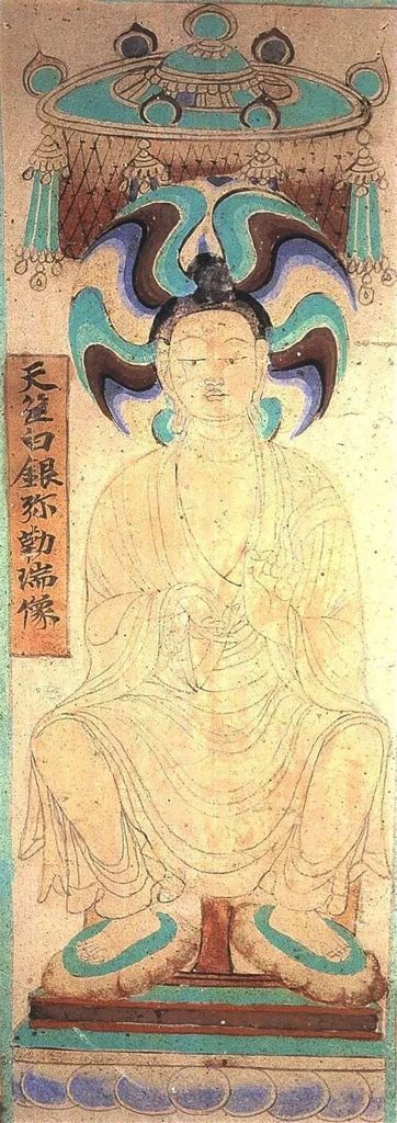 佛是圖 沃唐卡编号AC98395：天竺白银弥勒瑞像| 沃唐卡www.WoTangKa.com