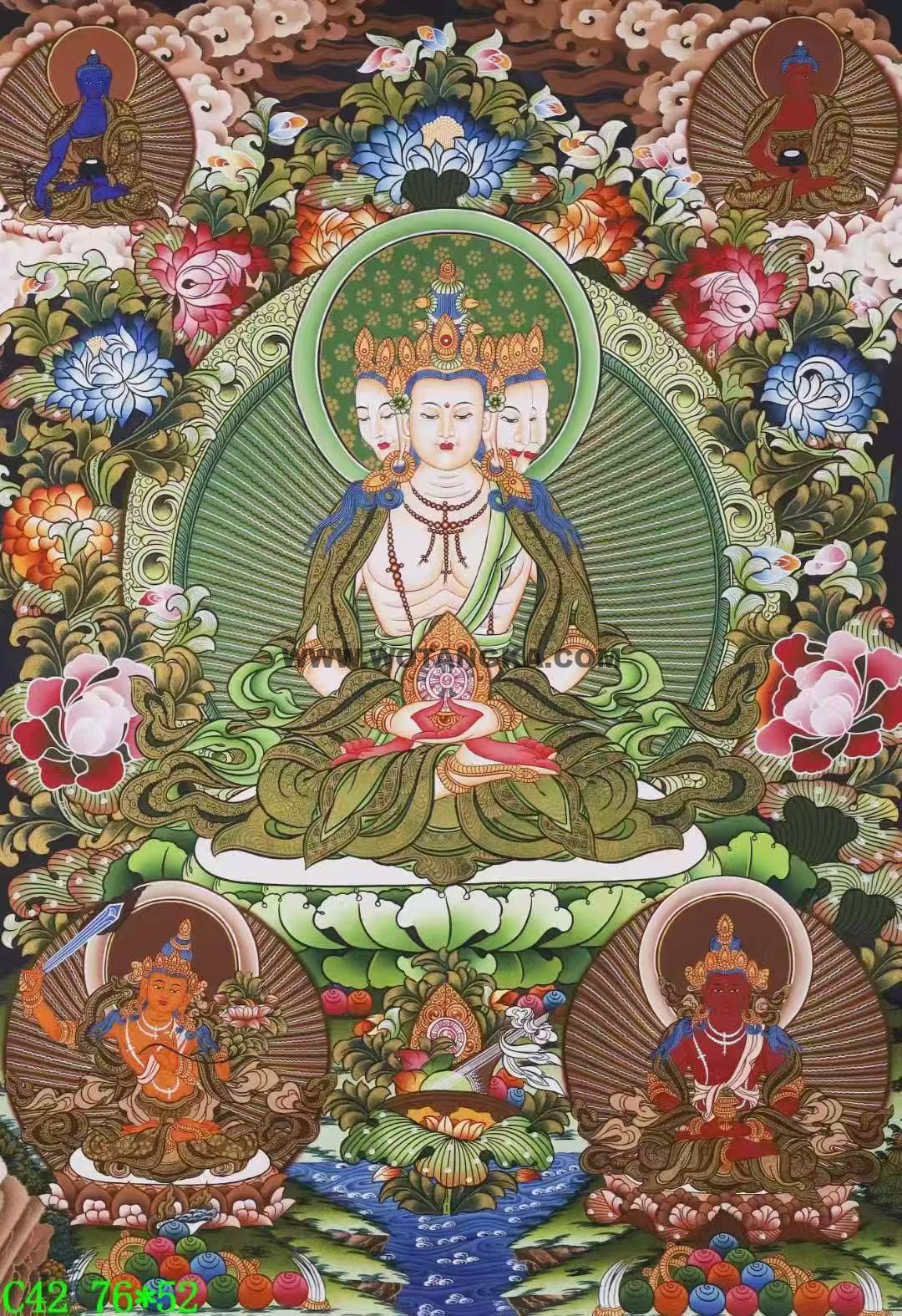 编号138-543437:彩绘唐卡-四面大日如来(76*52CM左右)