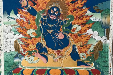 编号188-390106：嘎玛嘎赤-金刚手菩萨·三怙主（90*60CM左右）