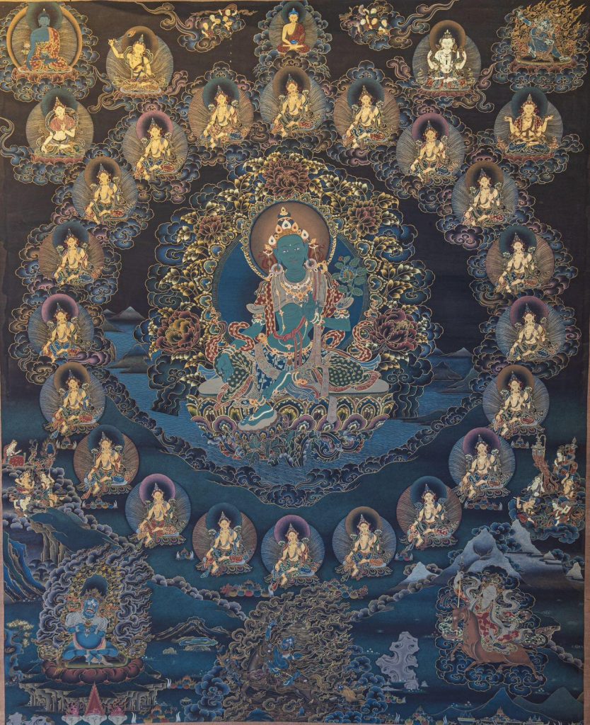编号188-430280：黑金唐卡-绿度母·二十一度母（100*85CM左右）