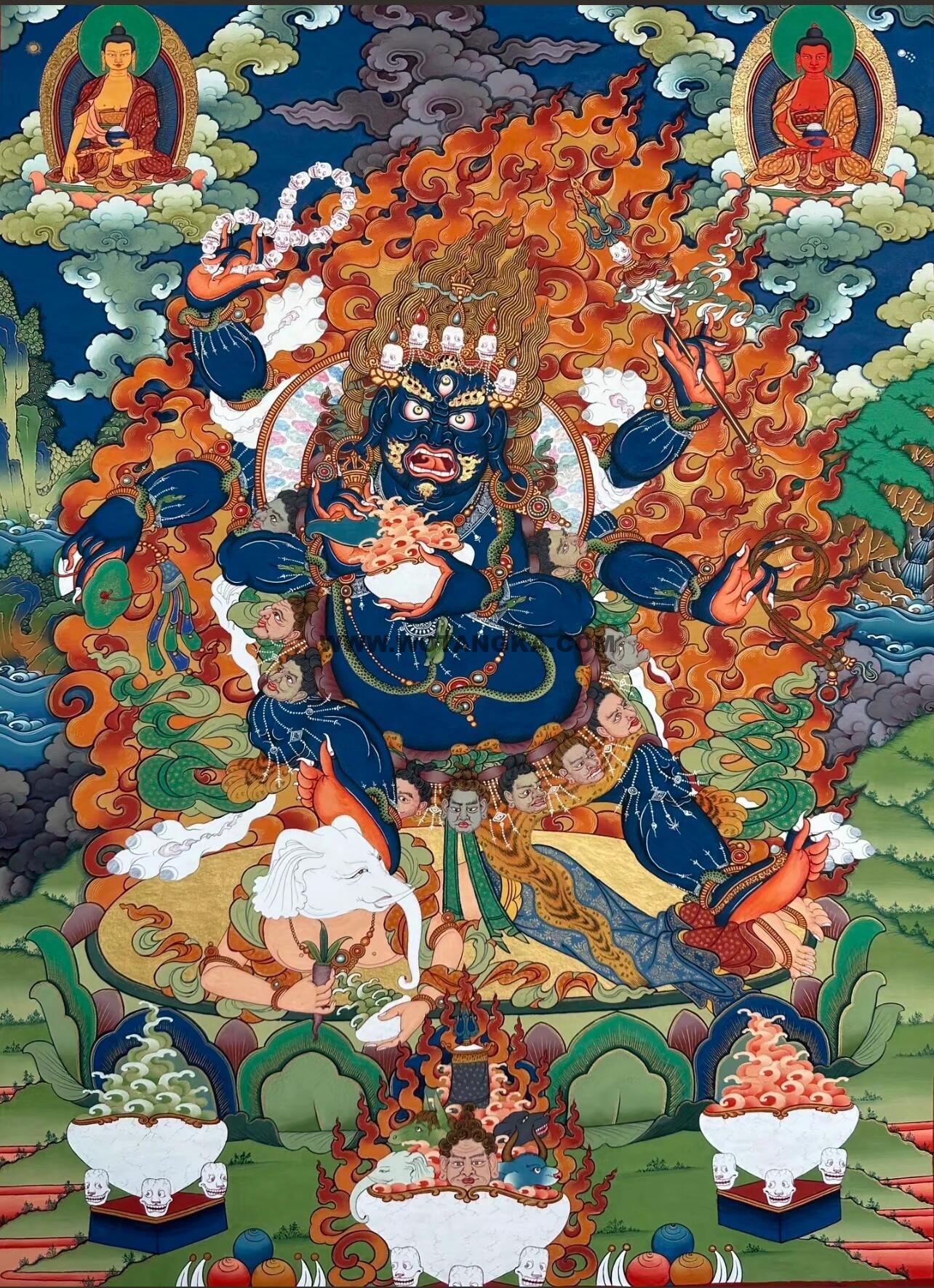 西藏-索朗·画院:彩绘唐卡-六臂玛哈嘎拉(70*50CM左右)