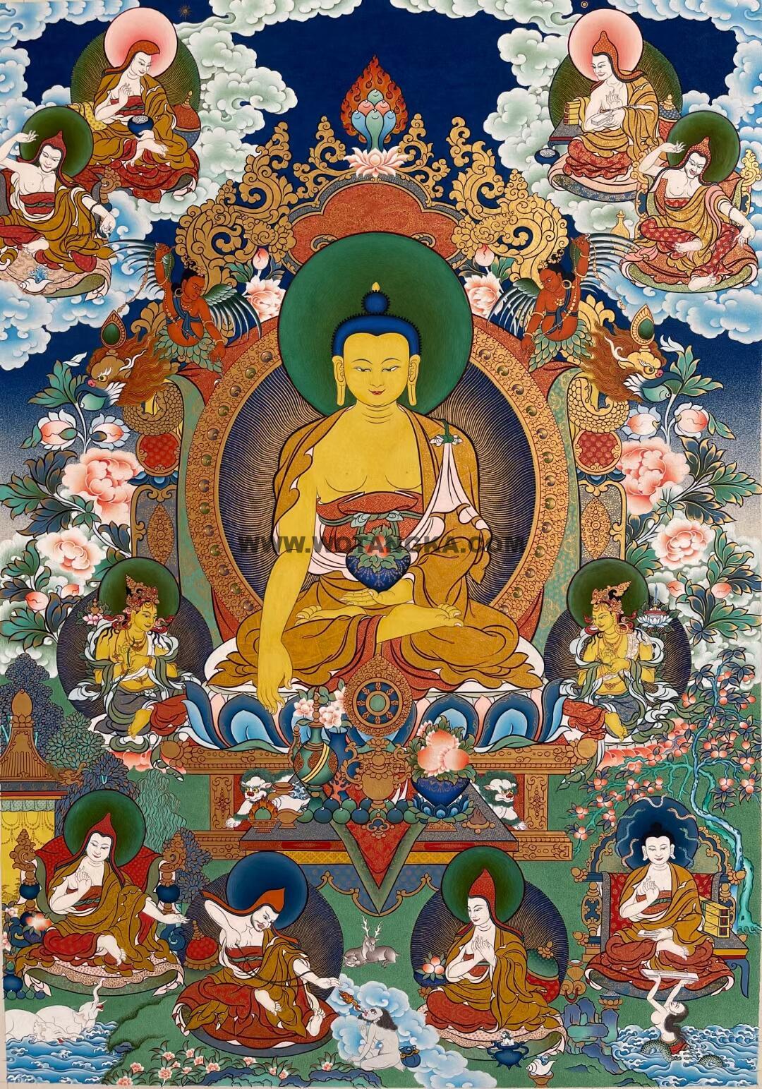 热贡-久美多杰·画院:彩绘唐卡-释迦牟尼佛(70*50CM左右)