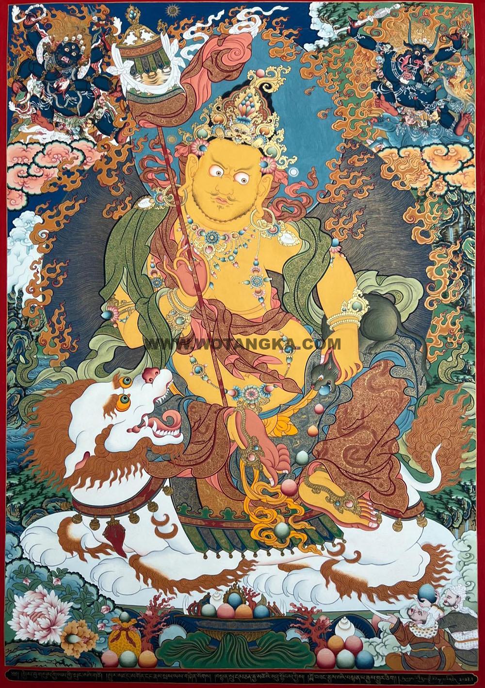 |已结缘·可定制|唐卡寄卖编号:JM·188-472525-财宝天王天界二护法如意平安财富供养图(彩唐)