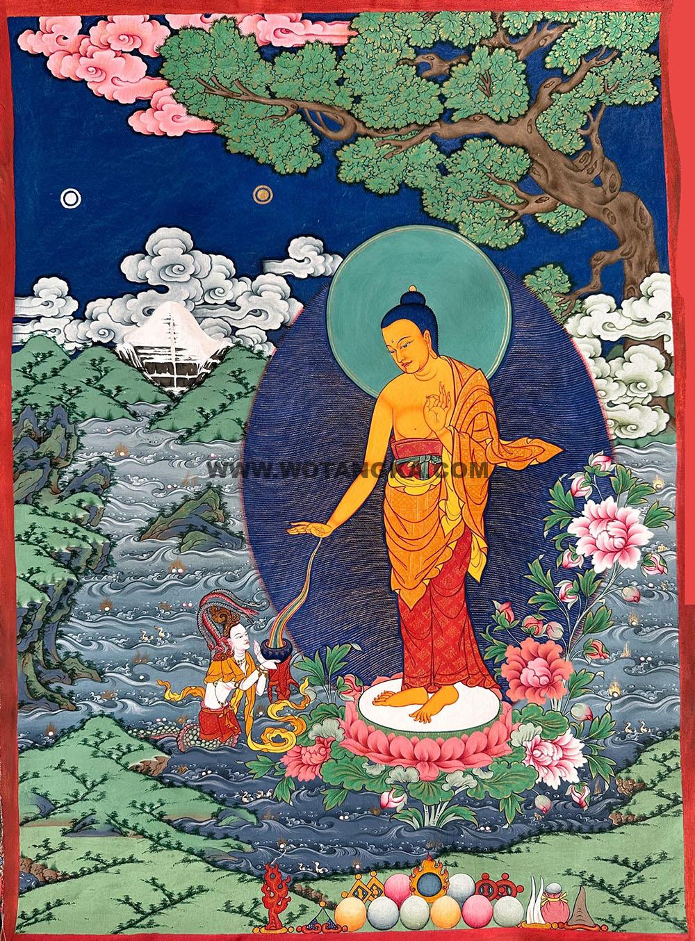 西藏-米玛扎西·画院:彩绘唐卡-释迦牟尼佛(30*20CM左右)