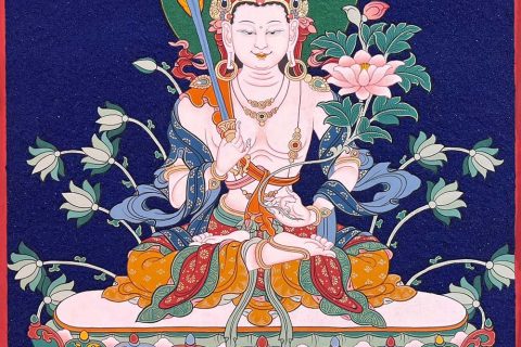 编号188-475415：彩绘唐卡-虚空藏菩萨（25*15CM左右）