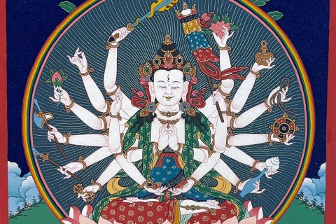 编号188-483189：彩绘唐卡-准提佛母（25*15CM左右）