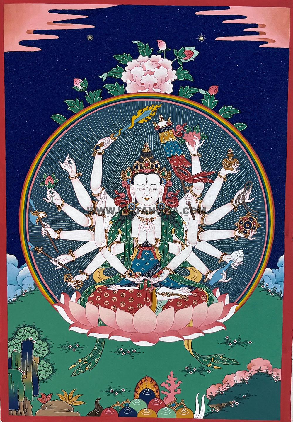 编号188-483189:彩绘唐卡-准提佛母(25*15CM左右)