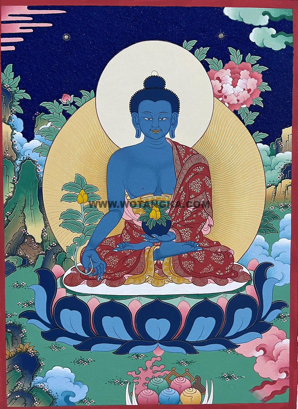 编号188-494320:彩绘唐卡-药师佛(30*20CM左右)