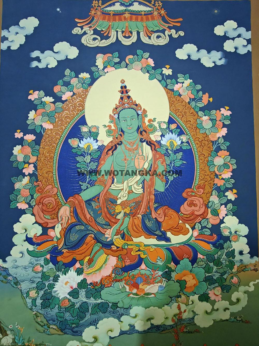 编号188-515347:彩绘唐卡-绿度母(40*30CM左右)