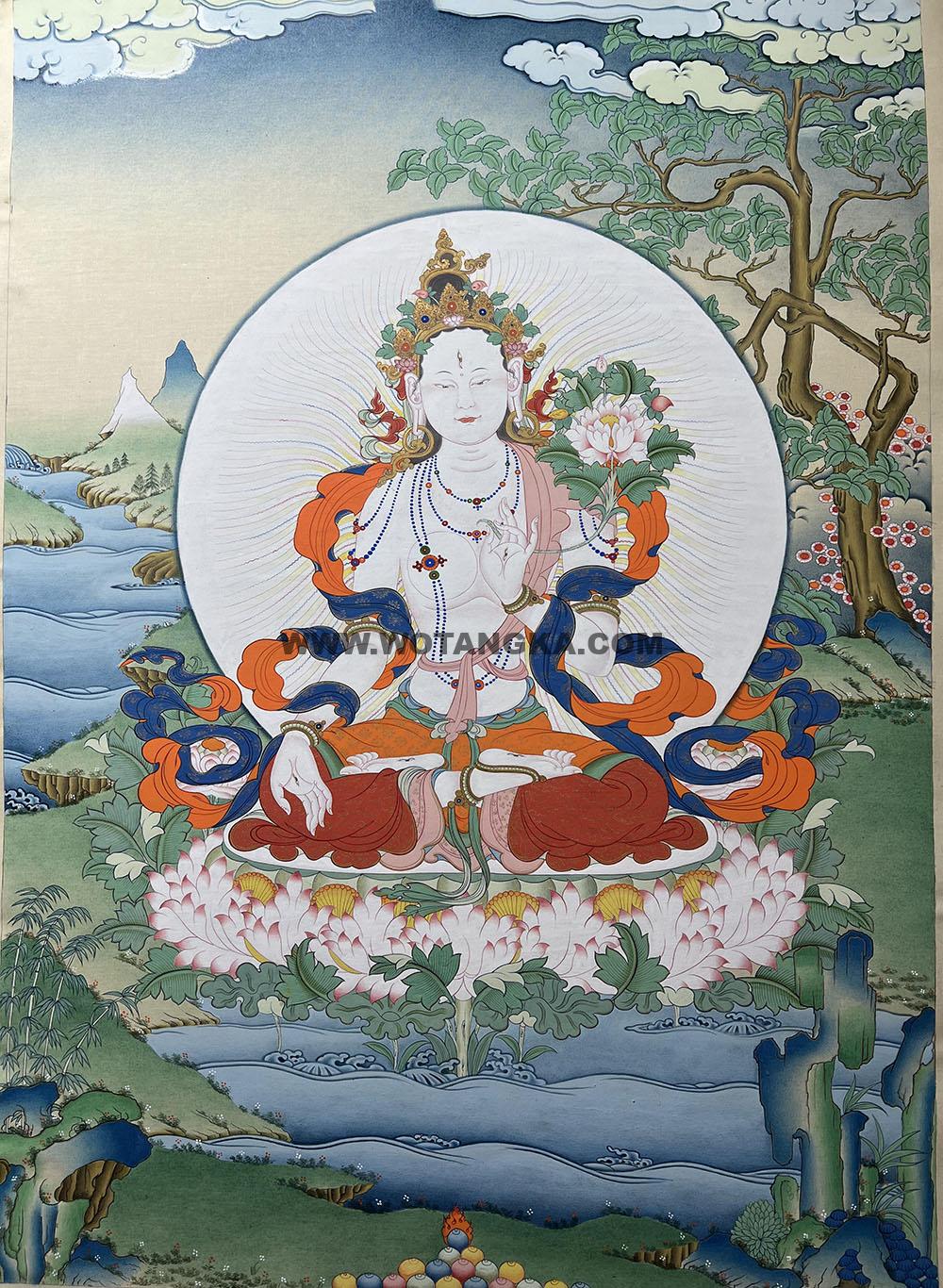编号188-518331:彩绘唐卡-白度母(60*45CM左右)