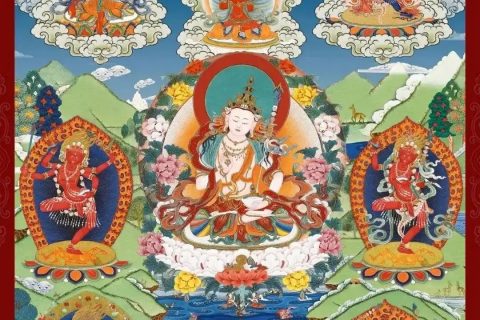 沃唐卡编号AC36421：怀业九本尊