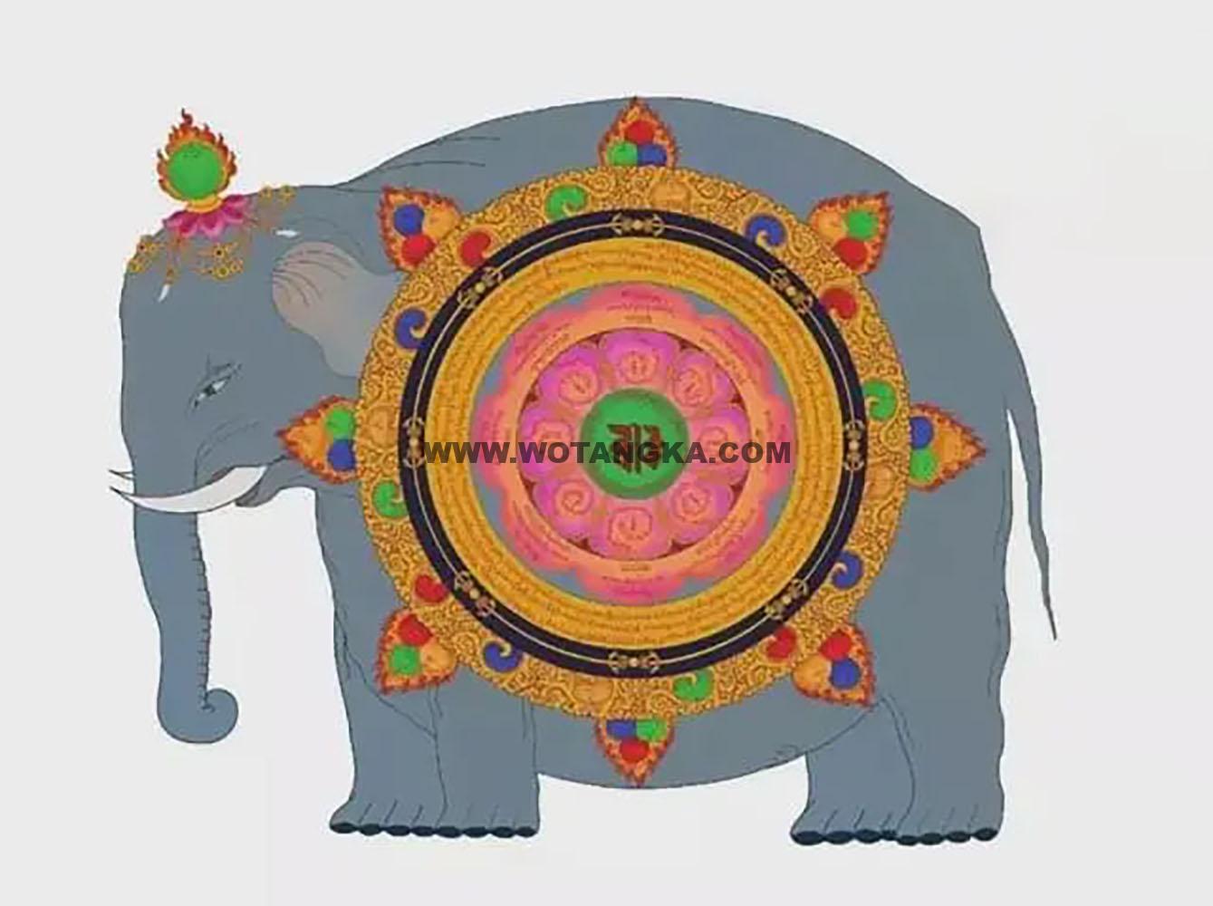 沃唐卡编号AC36787：增益福德象宝财神咒轮