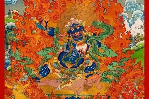 沃唐卡编号AC39437：二臂大黑天