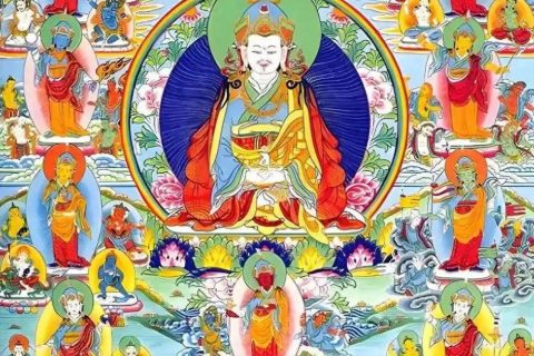 沃唐卡编号AC47043：莲花生大士十三金法