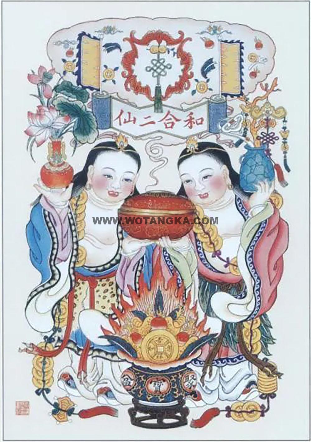 沃唐卡编号AC49955：和合二仙