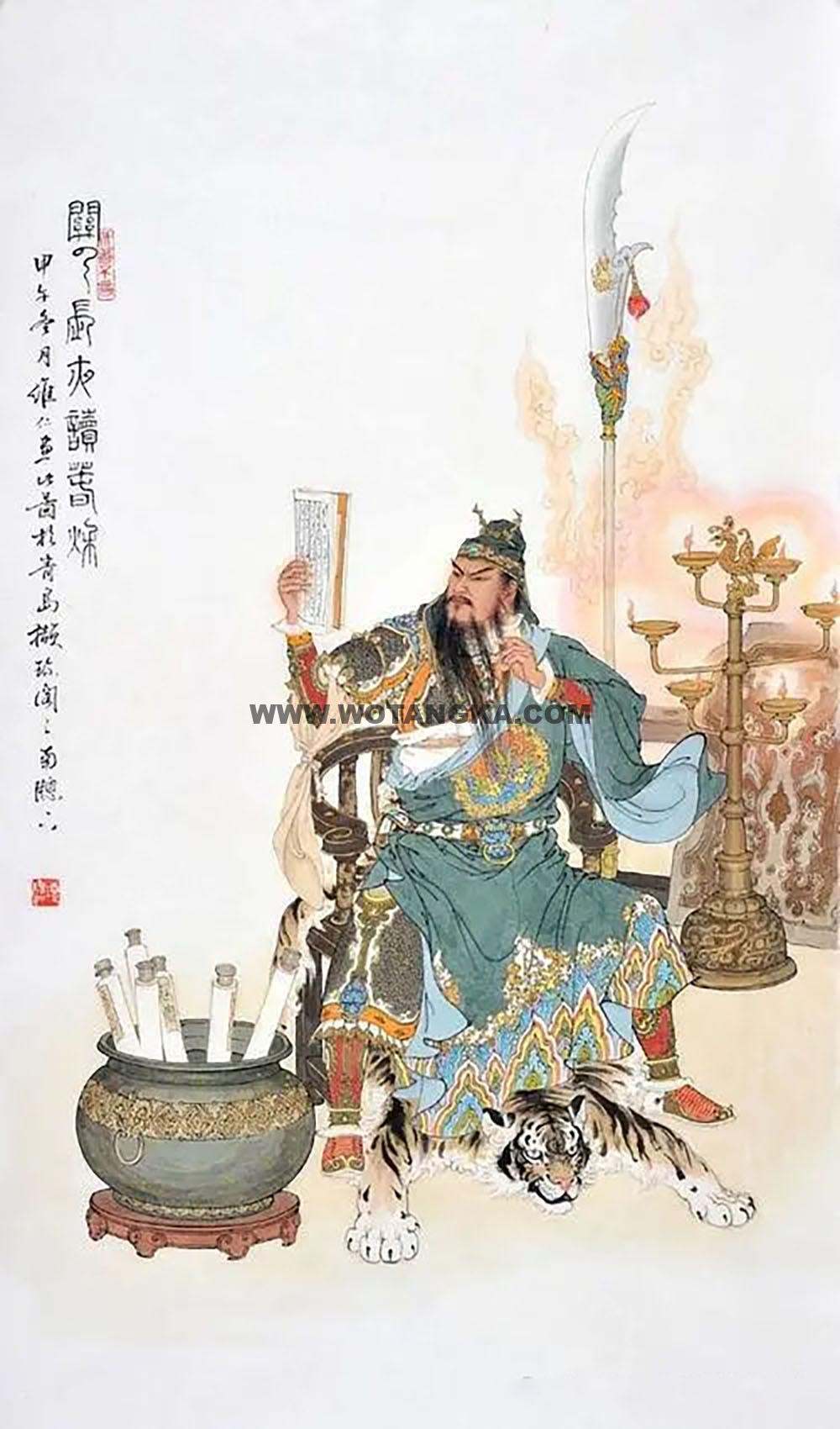 沃唐卡编号AC56768:关公夜读春秋