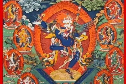 沃唐卡编号AC72052：尼扎伏藏狮面空行母