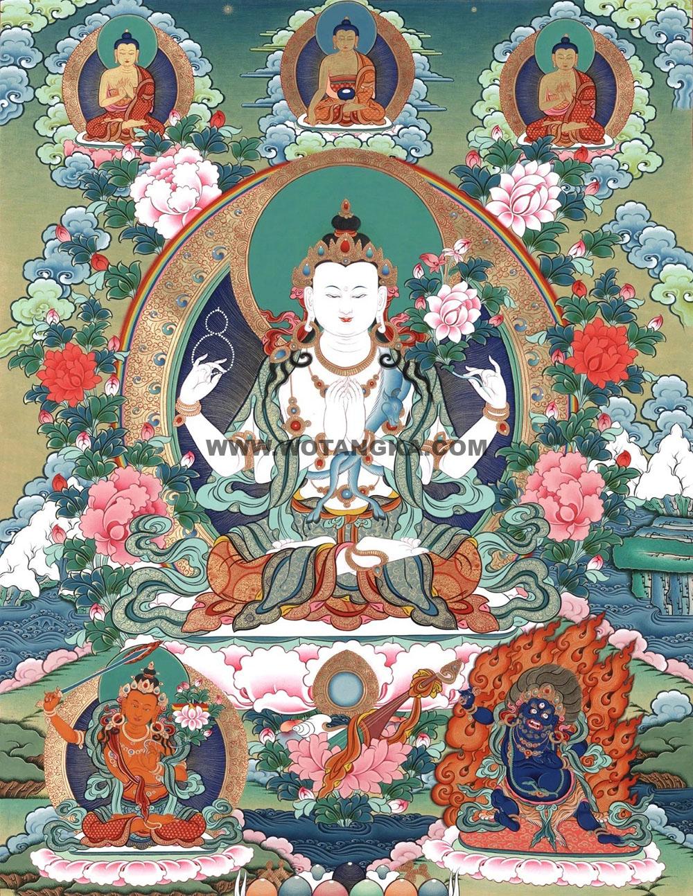 沃唐卡编号AC74481：四臂观音