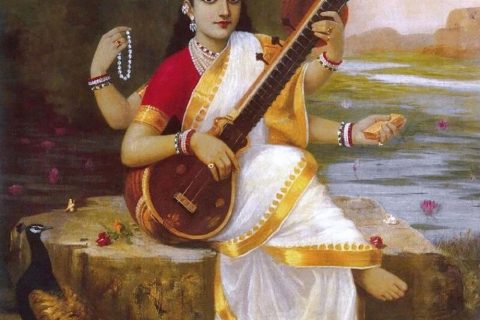 沃唐卡编号AC88065：辩才天女（Sarasvatī）