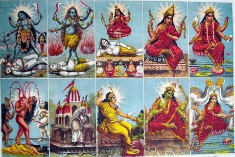 沃唐卡编号AC91523：十位“智慧母”（Mahavidya）