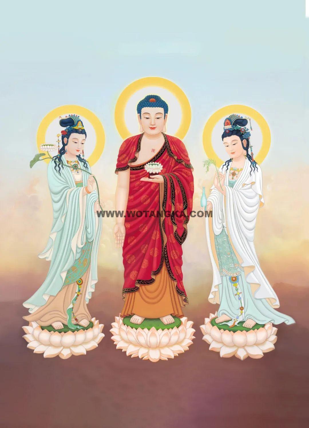 沃唐卡编号AC97977：西方三圣接引图