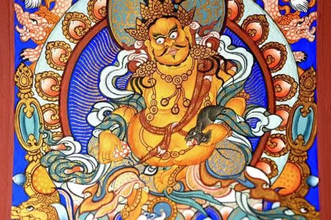 编号118-4635304：彩绘小唐卡-黄财神（长方形·5*4CM左右）