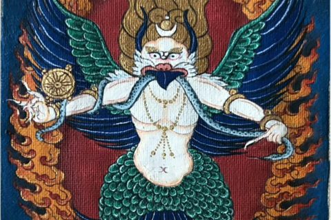 编号118-5060542：彩绘小唐卡-大鹏金翅鸟（长方形·8*5CM左右）