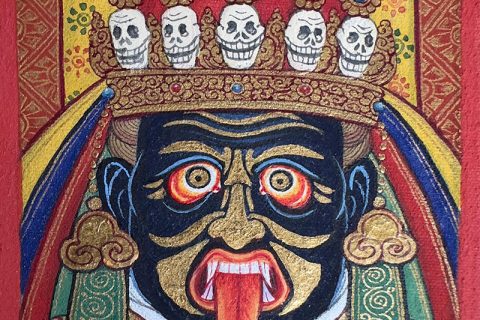 编号118-5566701：彩绘小唐卡-扎基拉姆（长方形·5*4CM左右）