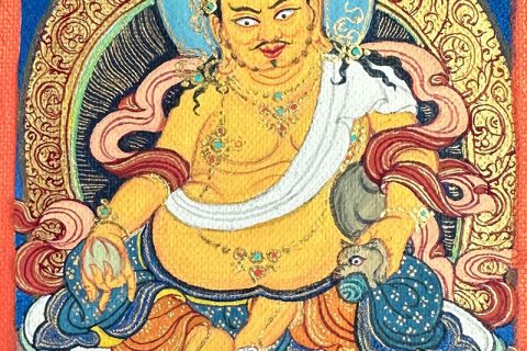 编号118-5631916：彩绘小唐卡-黄财神（长方形·5*4CM左右）