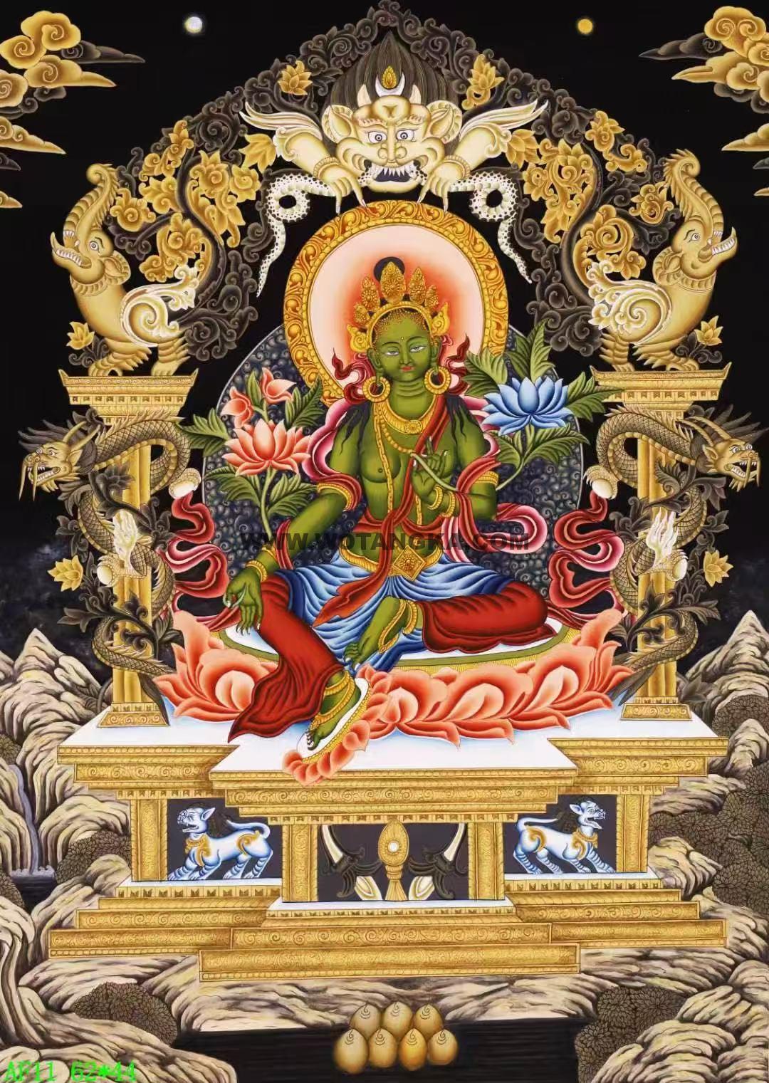 编号138-558378:彩绘唐卡-绿度母(62*44CM左右)