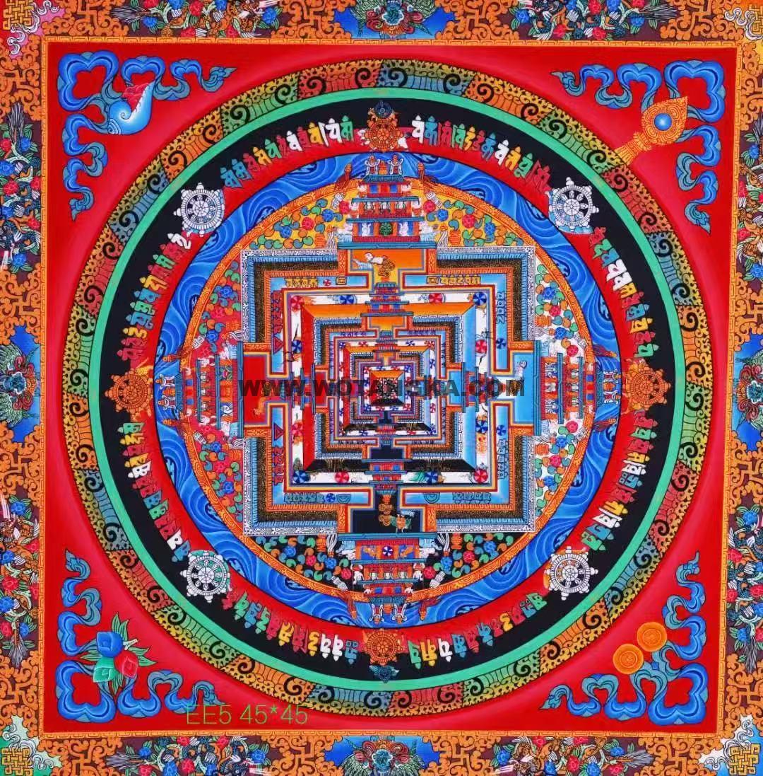 编号138-564024：彩绘唐卡-时轮金刚坛城（45*45CM左右）