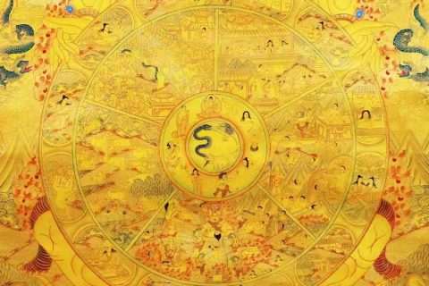 编号138-567156：黄金唐卡-六道轮回（100*70CM左右）