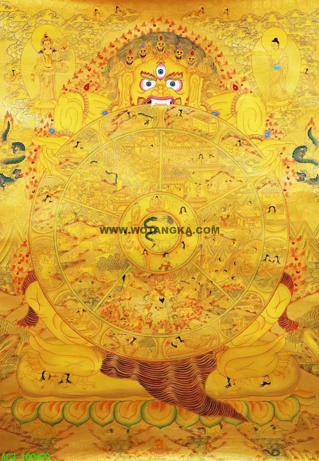 编号138-567156：黄金唐卡-六道轮回（100*70CM左右）